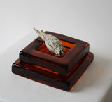 Vintage Amber Glass Dish Set of 2