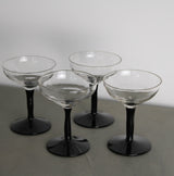 Vintage Black Stem Glassware | Set of Four