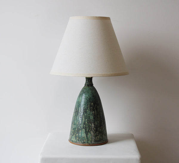 Ceramic Table Lamp, Green Stoneware