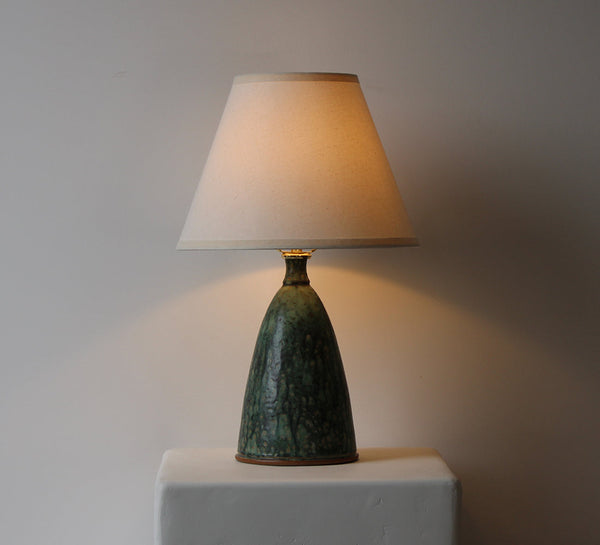 Ceramic Table Lamp, Green Stoneware