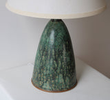 Ceramic Table Lamp, Green Stoneware