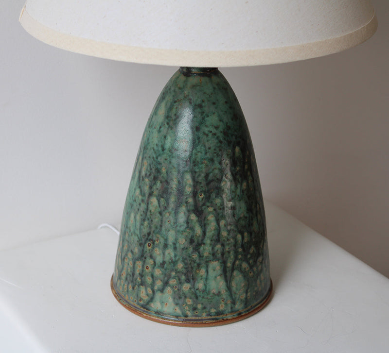 Ceramic Table Lamp, Green Stoneware