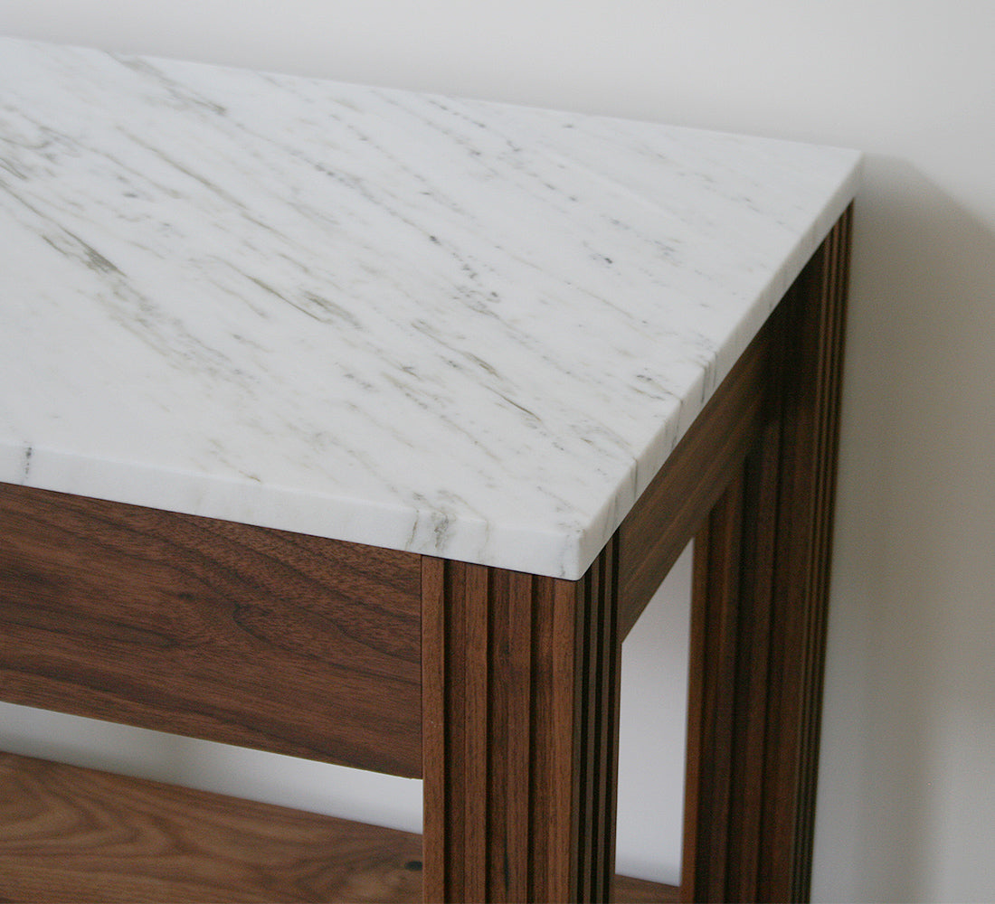 Crawford Nightstand – Walnut with White Marble