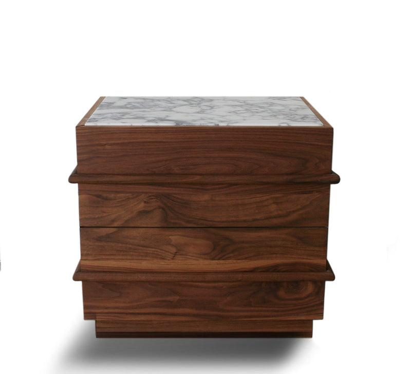 Reed Nightstand – Walnut with Marble