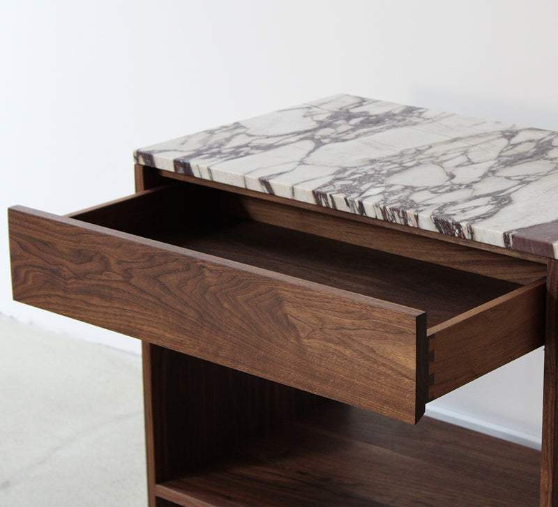 Rever Nightstand – Walnut with marble
