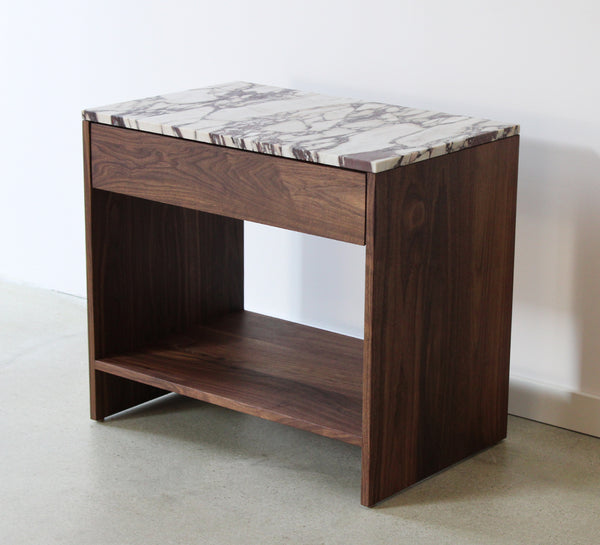 Rever Nightstand – Walnut with marble