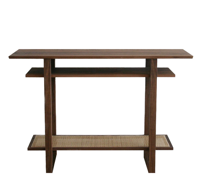 Decker Console Table – Walnut with Cane