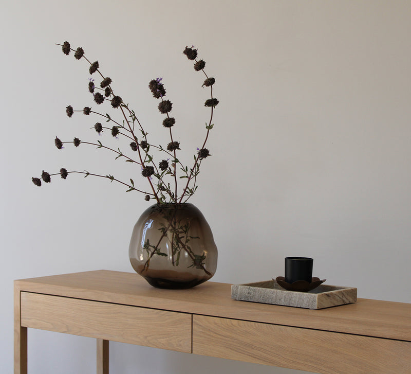 Smoked Glass Pebble Vase