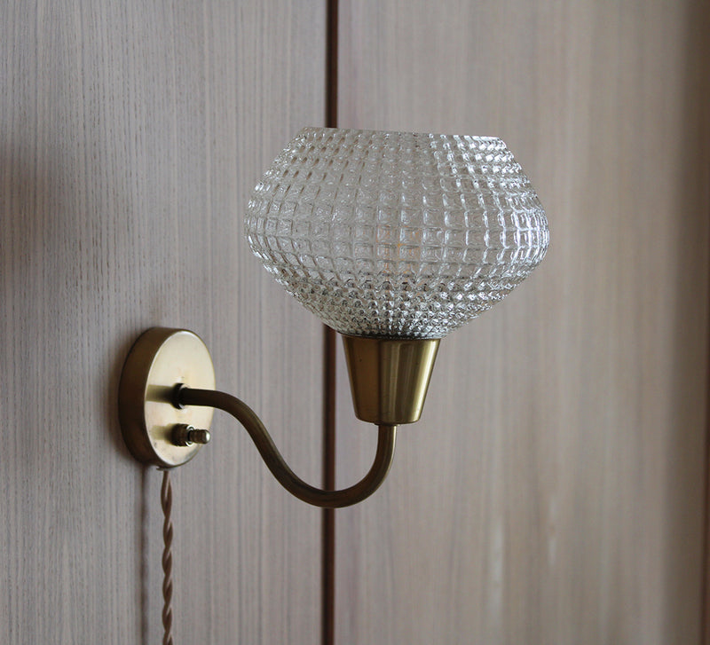 Vintage Waffle Glass Sconces | Set of 2