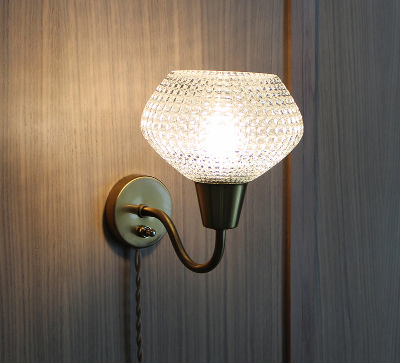 Vintage Waffle Glass Sconces | Set of 2
