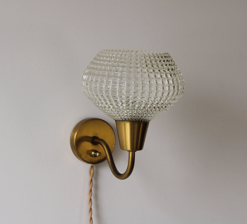 Vintage Waffle Glass Sconces | Set of 2