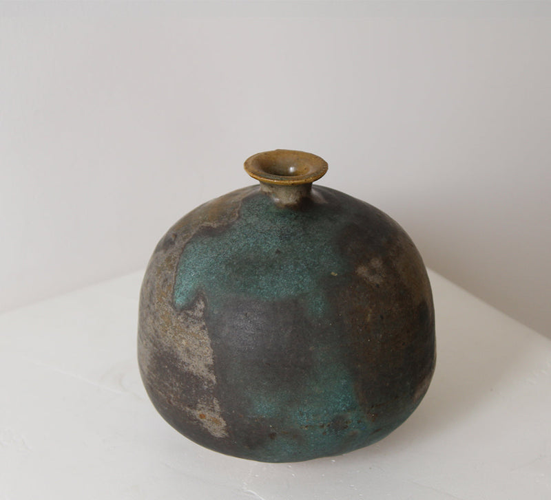 Vintage Brown and Teal Vase