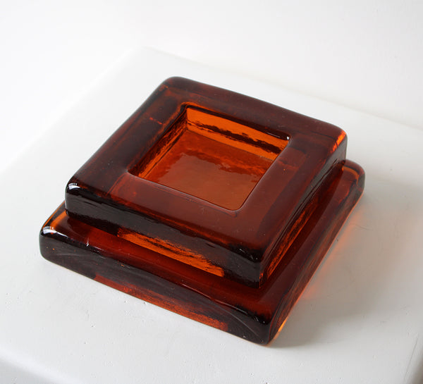Vintage Amber Glass Dish Set of 2