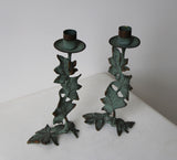 Vintage Brass Ivy Candlestick Holders | Set of 2
