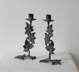 Vintage Brass Ivy Candlestick Holders | Set of 2