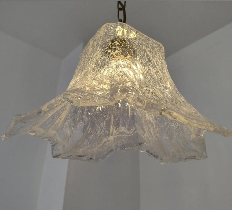 Vintage Ice Glass Pendant Lamp