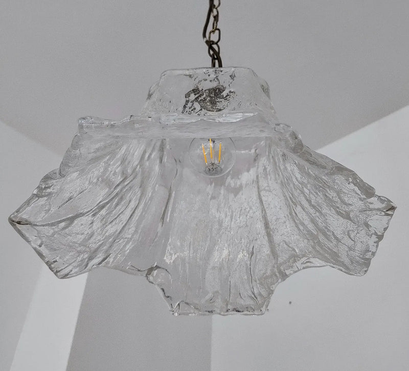 Vintage Ice Glass Pendant Lamp