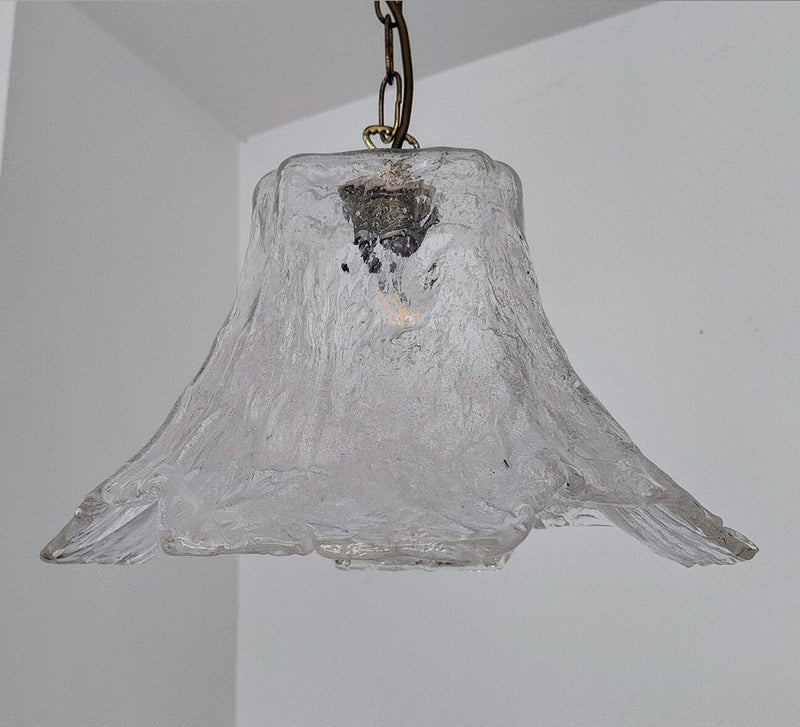 Vintage Ice Glass Pendant Lamp
