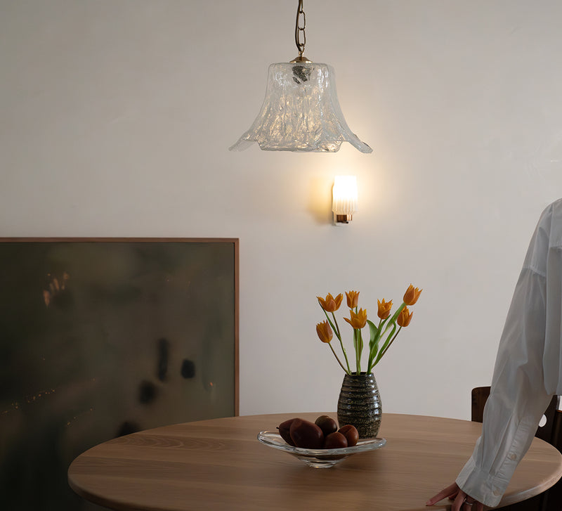 Vintage Ice Glass Pendant Lamp
