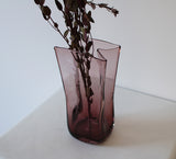 Vintage Amethyst Glass Paper Bag Vase