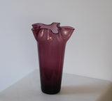 Vintage Amethyst Glass Ruffle Vase