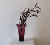 Vintage Amethyst Glass Ruffle Vase