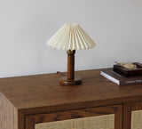 Vintage Wood and Brass Table Lamp