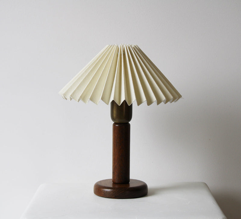 Vintage Wood and Brass Table Lamp