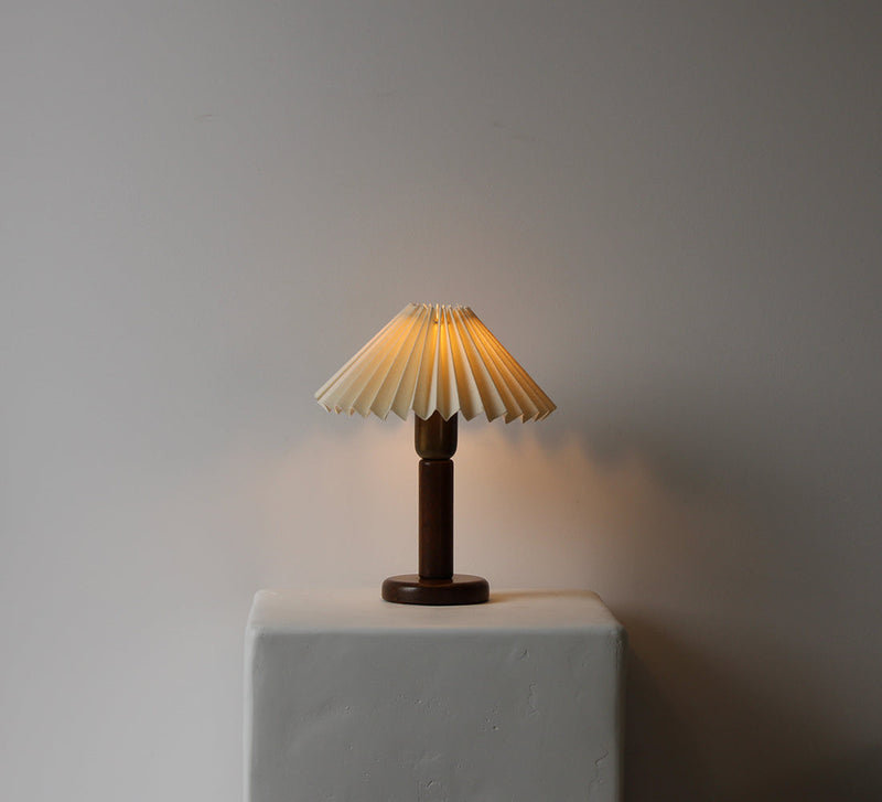 Vintage Wood and Brass Table Lamp