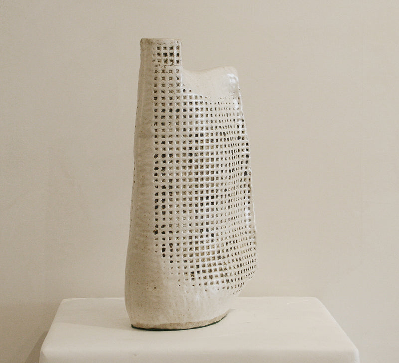 White Checkered Vase
